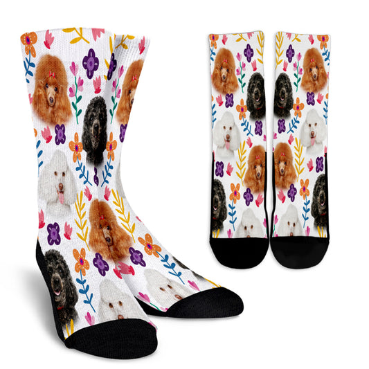 Poodle Floral Design Crew Socks - JillnJacks Exclusive - Jill 'n Jacks