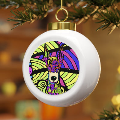Doberman Design Christmas Ball Ornament - Art By Cindy Sang - JillnJacks Exclusive