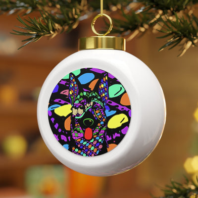 German Shepherd Design Christmas Ball Ornament - Art By Cindy Sang - JillnJacks Exclusive