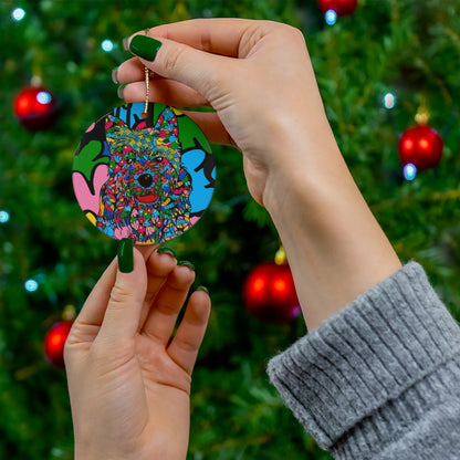 Australian Terrier Design Ceramic Christmas Ornament - Art By Cindy Sang - JillnJacks Exclusive