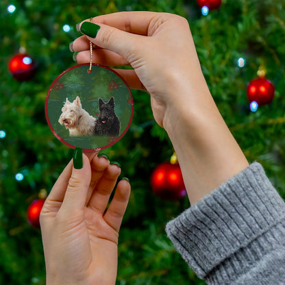 Wheaton Terrier Design Ceramic Christmas Ornaments - JillnJacks Exclusive - Jill 'n Jacks