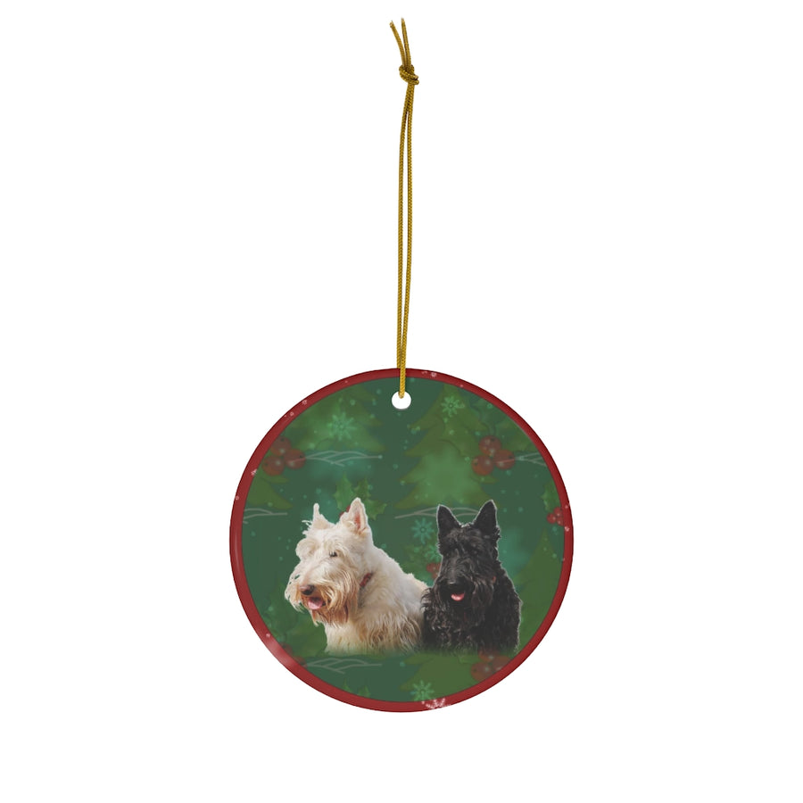 Wheaton Terrier Design Ceramic Christmas Ornaments - JillnJacks Exclusive