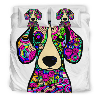 Beagle White Bedding Set - Duvet / Comforter Cover and Two Pillow Covers -  Art By Cindy Sang - JillnJacks Exclusive