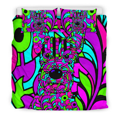 Scottish Terrier Colorful Bedding Set - Duvet / Comforter Cover and Two Pillow Covers -  Art By Cindy Sang - JillnJacks Exclusive