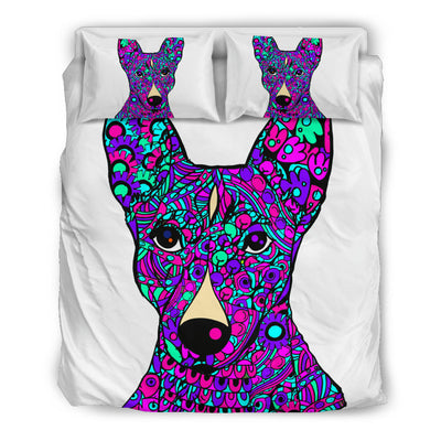 Basenji White Bedding Set - Duvet / Comforter Cover and Two Pillow Covers -  Art By Cindy Sang - JillnJacks Exclusive
