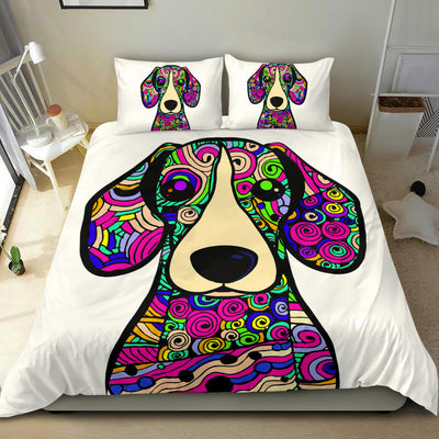 Beagle White Bedding Set - Duvet / Comforter Cover and Two Pillow Covers -  Art By Cindy Sang - JillnJacks Exclusive