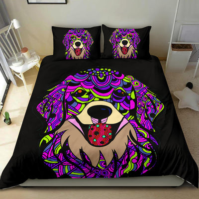 Golden Retriever Black Bedding Set - Duvet / Comforter Cover and Two Pillow Covers -  Art By Cindy Sang - JillnJacks Exclusive