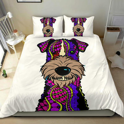 Schnauzer White Bedding Set - Duvet / Comforter Cover and Two Pillow Covers -  Art By Cindy Sang - JillnJacks Exclusive
