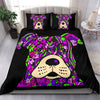 Staffordshire Terrier (Staffie) Black Bedding Set - Duvet / Comforter Cover and Two Pillow Covers -  Art By Cindy Sang - JillnJacks Exclusive
