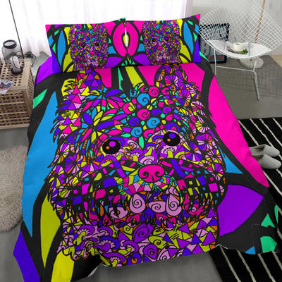 Cairn Terrier Colorful Bedding Set - Duvet / Comforter Cover and Two Pillow Covers -  Art By Cindy Sang - JillnJacks Exclusive