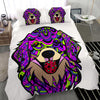Golden Retriever White Bedding Set - Duvet / Comforter Cover and Two Pillow Covers -  Art By Cindy Sang - JillnJacks Exclusive
