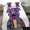 Pit Bull White Bedding Set (Design #2) - Duvet / Comforter Cover and Two Pillow Covers -  Art By Cindy Sang - JillnJacks Exclusive