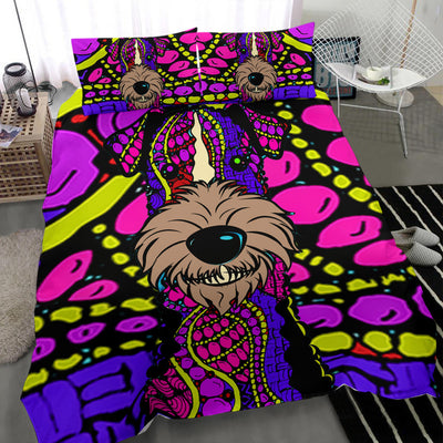 Schnauzer Colorful Bedding Set - Duvet / Comforter Cover and Two Pillow Covers -  Art By Cindy Sang - JillnJacks Exclusive