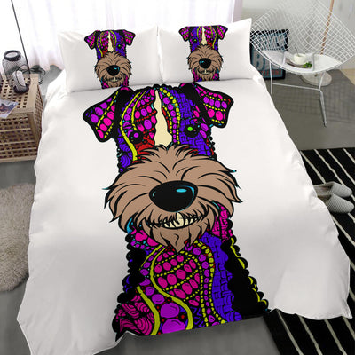 Schnauzer White Bedding Set - Duvet / Comforter Cover and Two Pillow Covers -  Art By Cindy Sang - JillnJacks Exclusive