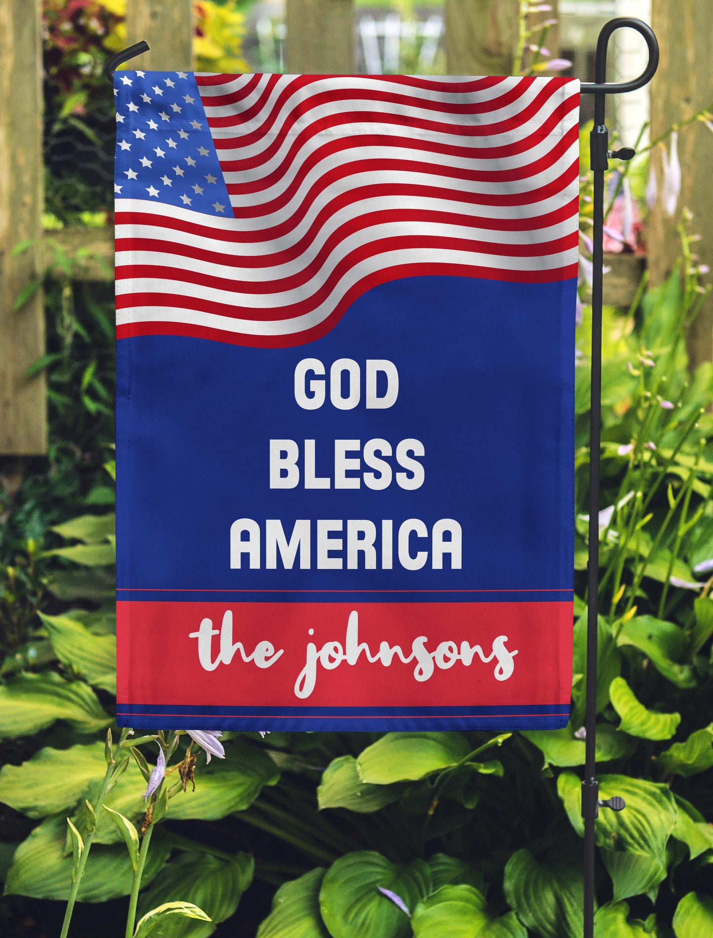 God Bless America Garden Flag Personalized With Your Last Name - Jill 'n Jacks