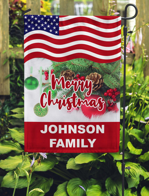 Merry Christmas Garden Flag Personalized With Your Last Name - Jill 'n Jacks