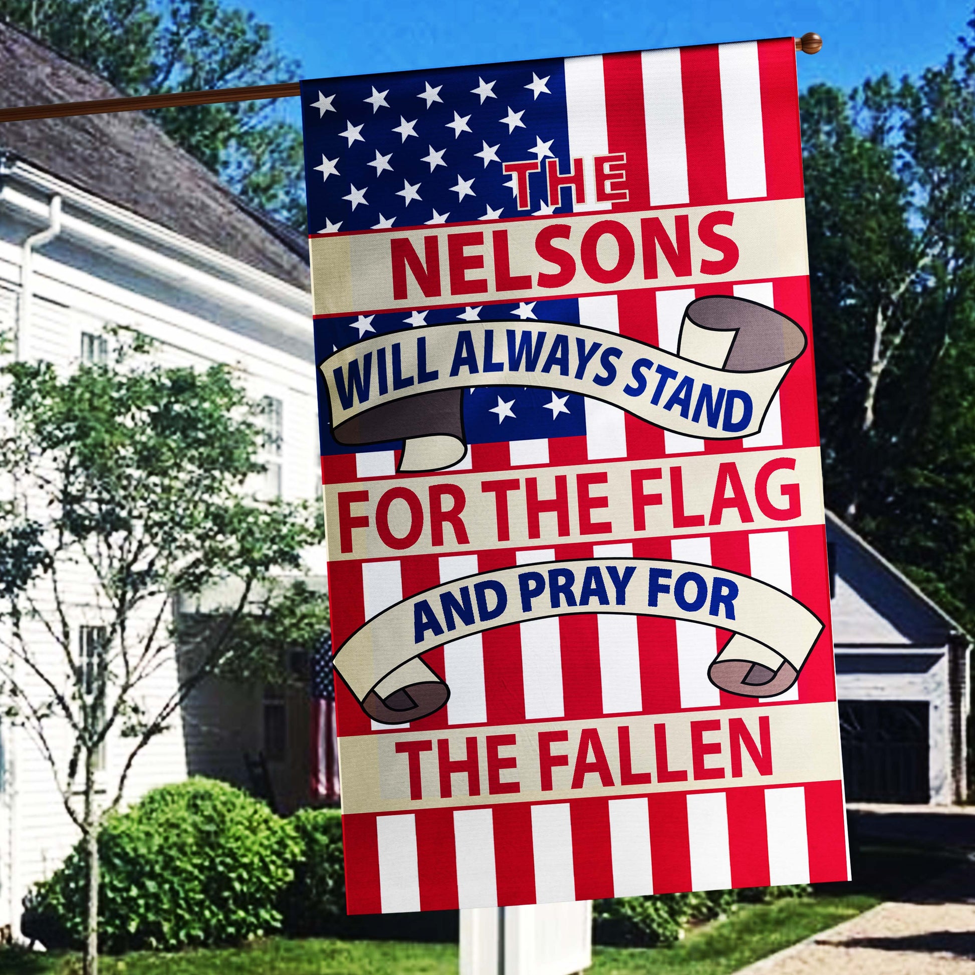 This Family Will Always Stand For The Flag And Pray For / Honor The Fallen Personalized Flags - Jill 'n Jacks