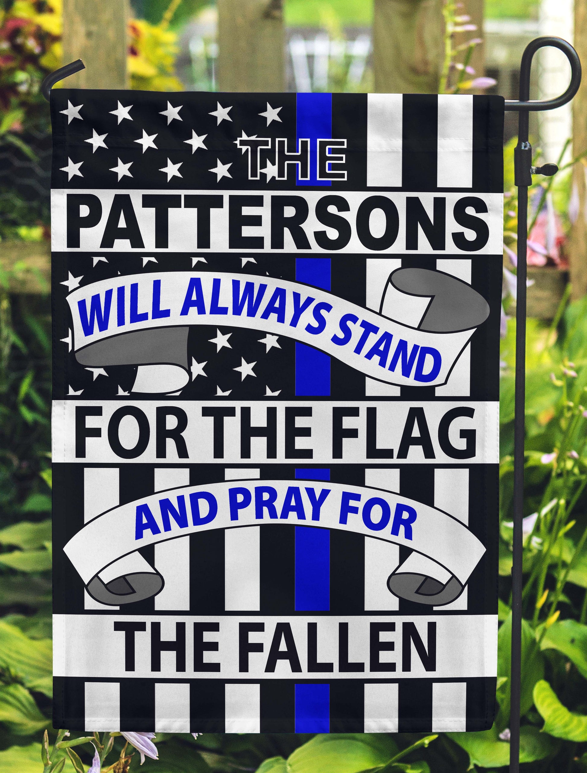 Thin Blue Line - This Family Will Always Stand For The Flag And Pray For / Honor The Fallen Personalized Flags - Jill 'n Jacks