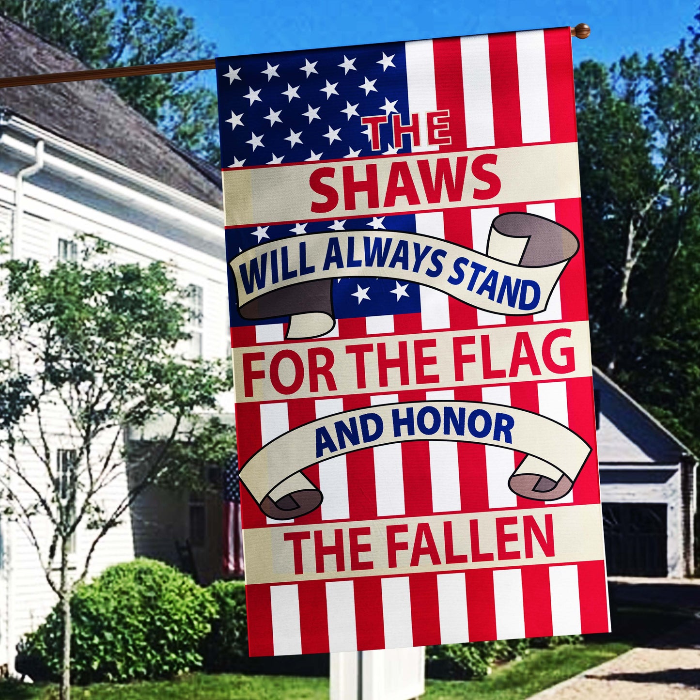 This Family Will Always Stand For The Flag And Pray For / Honor The Fallen Personalized Flags - Jill 'n Jacks
