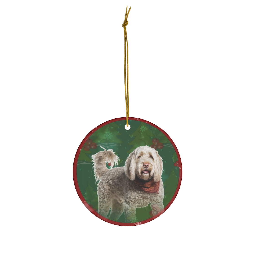 Portuguese Water Dog Design Ceramic Christmas Ornaments - JillnJacks Exclusive - Jill 'n Jacks