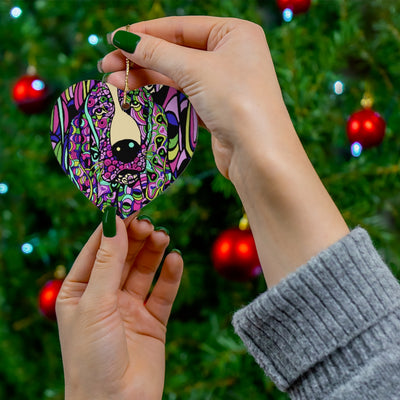 Basset Hound Design Ceramic Christmas Ornament - Art By Cindy Sang - JillnJacks Exclusive