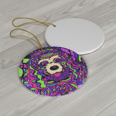 Poodle Design Ceramic Christmas Ornament (Design #2) - Art By Cindy Sang - JillnJacks Exclusive