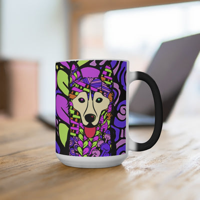 Husky Design Heat Activated Magic Mug - Art By Cindy Sang - JillnJacks Exclusive