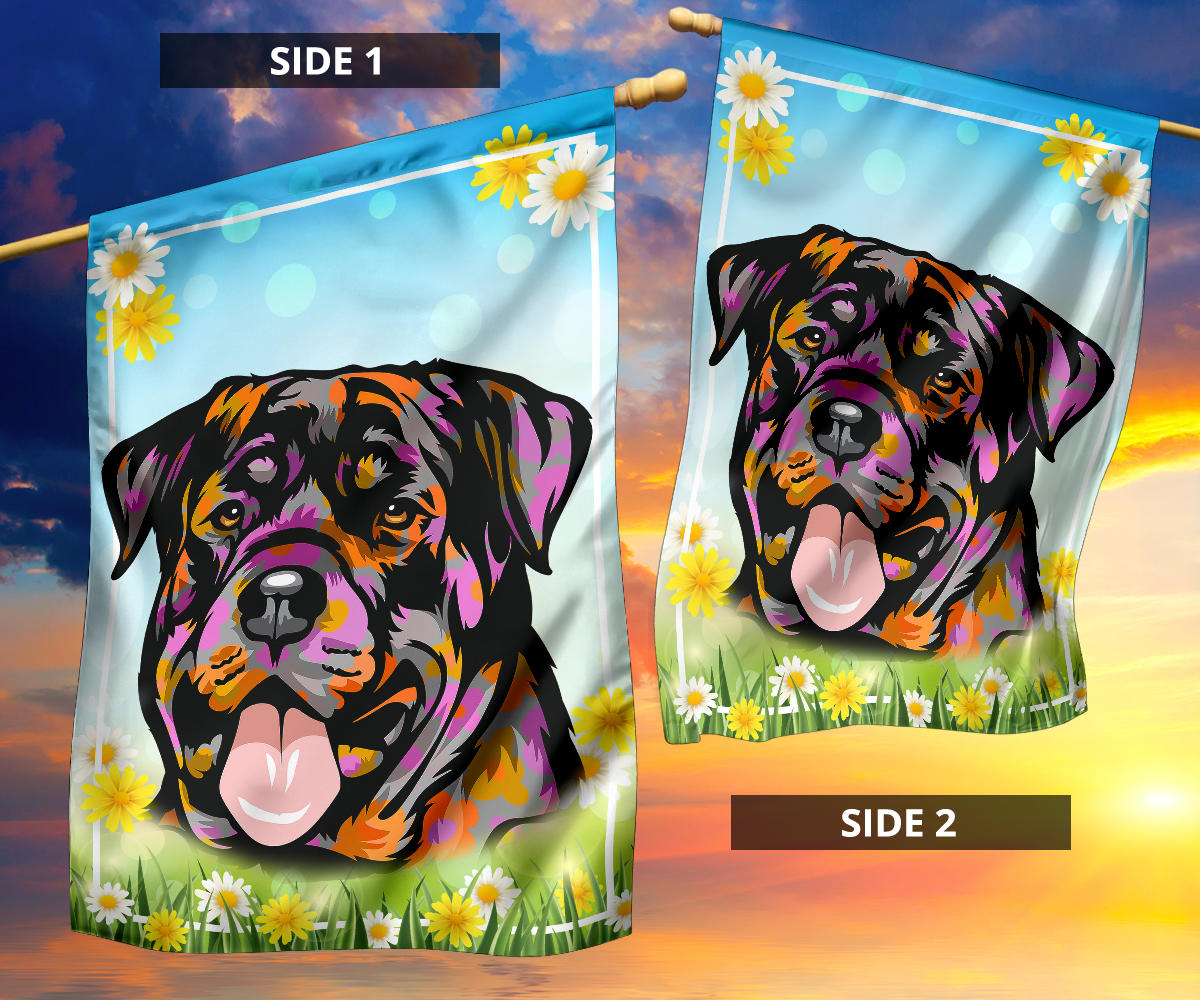 Rottweiler Design Spring Garden And House Flags - 2023 Collection by Cindy Sang