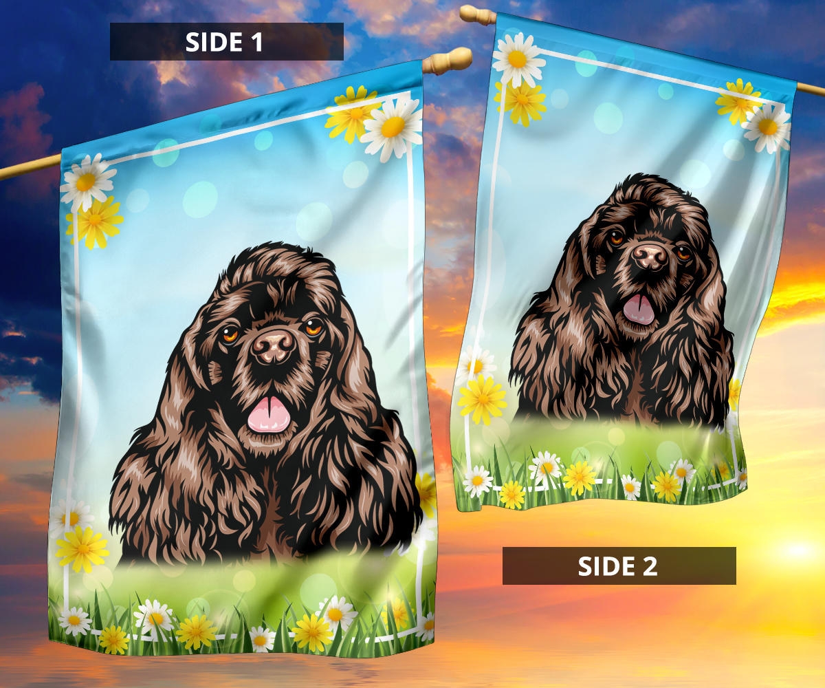 Cocker Spaniel Design Spring and Summer Garden And House Flags - 2022 Collection