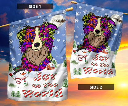 Border Collie Design Seasons Greetings Garden and House Flags - Art By Cindy Sang - JillnJacks Exclusive