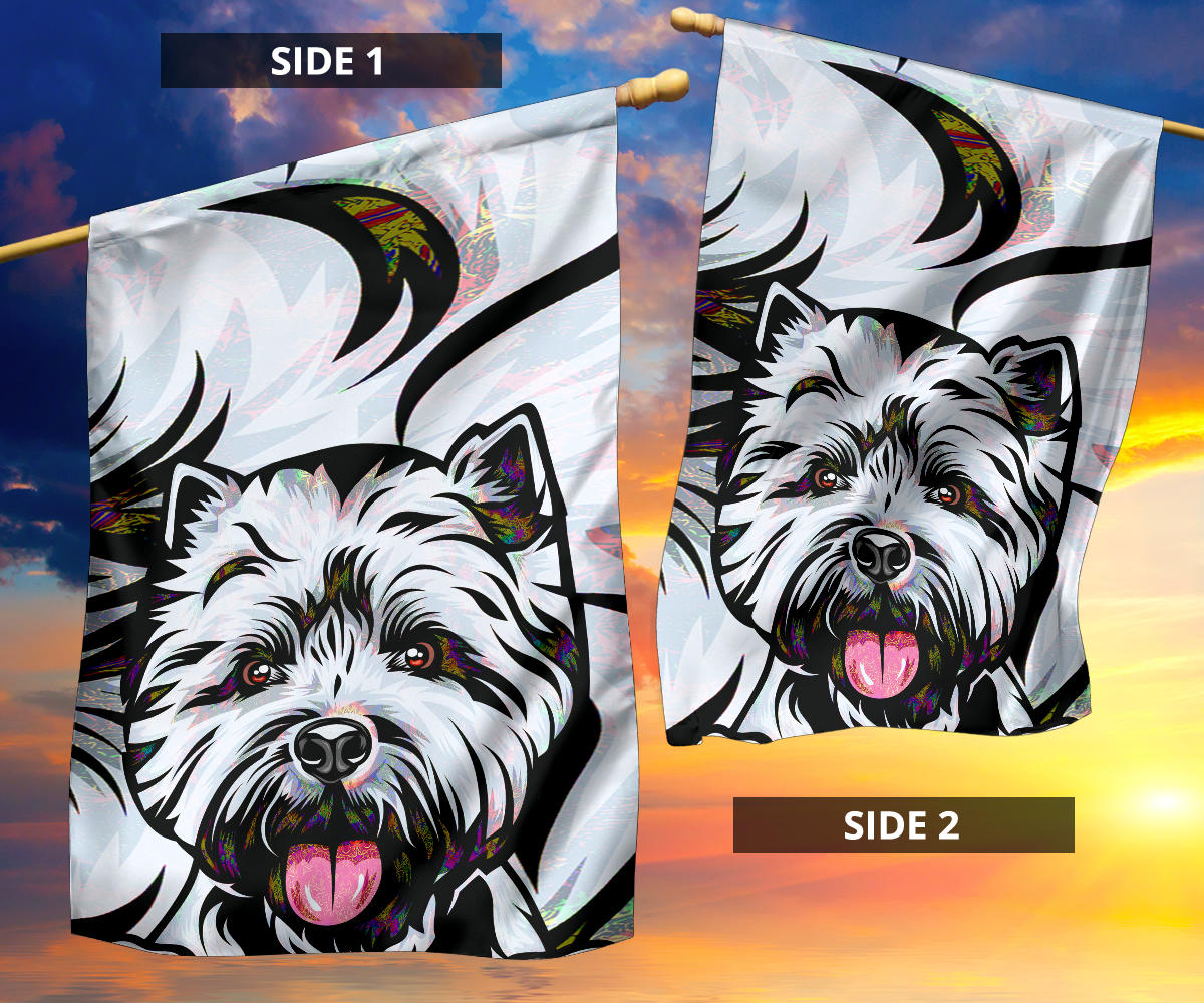 Westie Design Garden and House Flags - Art by Cindy Sang - 2023 Collection