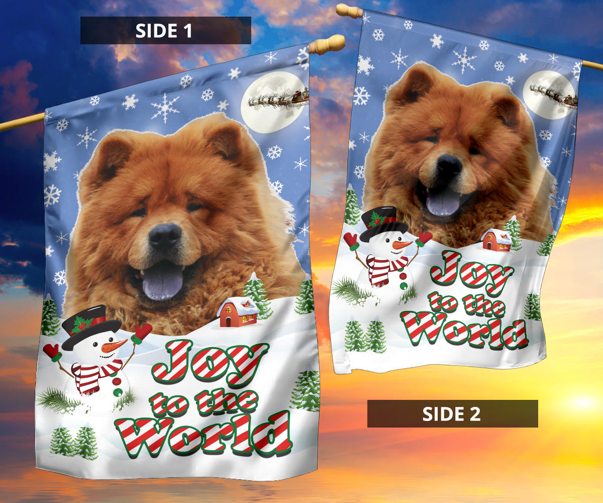 Chow Chow Design Seasons Greetings Garden and House Flags - JillnJacks Exclusive