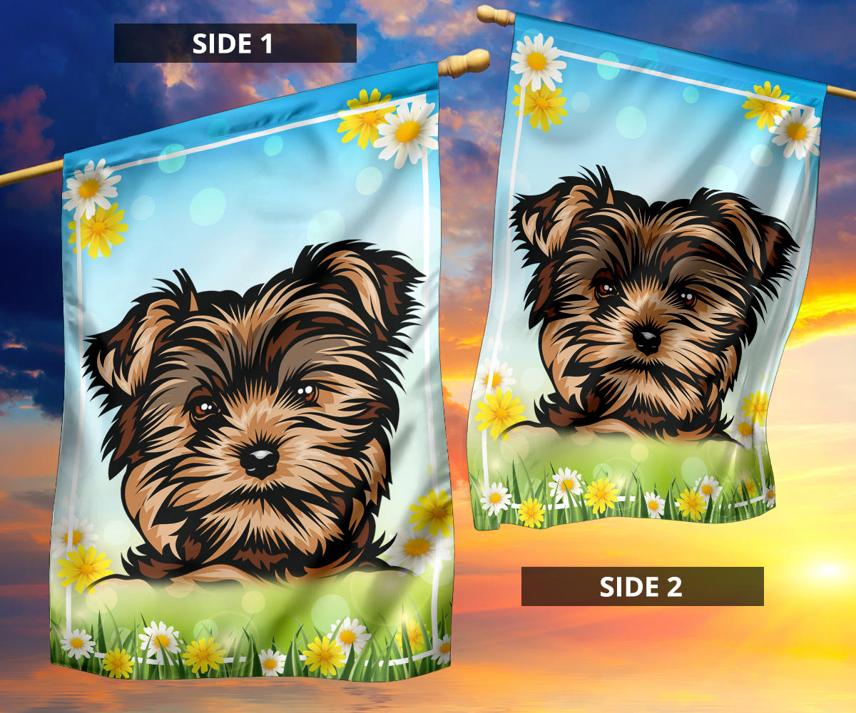 Yorkshire Terrier (Yorkie) Design Spring and Summer Garden And House Flags - 2022 Collection