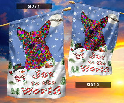Australian Cattle Dog Design Seasons Greetings Garden and House Flags - Art By Cindy Sang - JillnJacks Exclusive