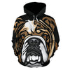 Bulldog Design #3 All Over Print Hoodies With Black Background
