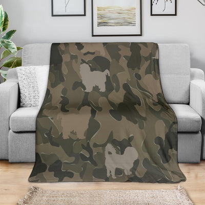 Shih Tzu Pale Green Camouflage Design Premium Blanket