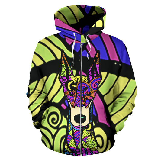 Doberman Design #2 All Over Print Zip-Up Hoodies - Art By Cindy Sang - JillnJacks Exclusive