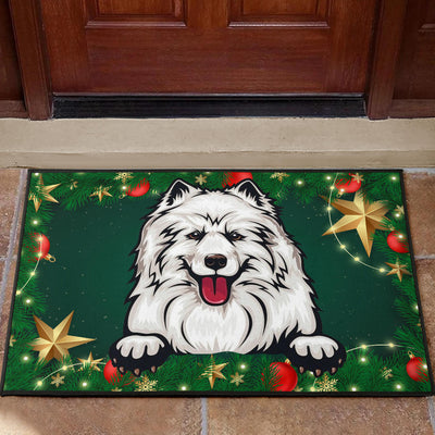 Samoyed Design Christmas Background Door Mats - 2022 Collection