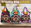 Maltipoo Design Floral 3 Pack Reusable Grocery Bags - 2023 Collection by Cindy Sang