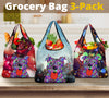 Pit Bull Design 3 Pack Grocery Bags With Holiday / Christmas Print #3 - Art by Cindy Sang