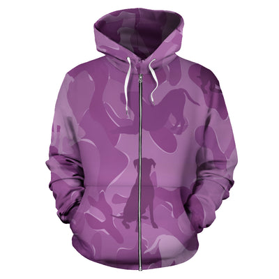 Pit Bull Design Pink Camouflage All Over Print Zip-Up Hoodies