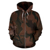French Bulldog (Frenchie) Design Maroon Camouflage All Over Print Zip-Up Hoodies