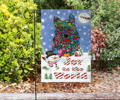 Australian Terrier Design Seasons Greetings Garden and House Flags - Art By Cindy Sang - JillnJacks Exclusive