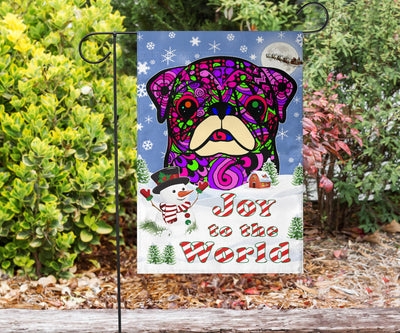 Pug Design Seasons Greetings Garden and House Flags - Art By Cindy Sang - JillnJacks Exclusive
