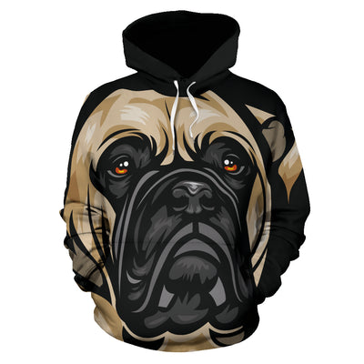 Mastiff Design All Over Print Hoodies With Black Background