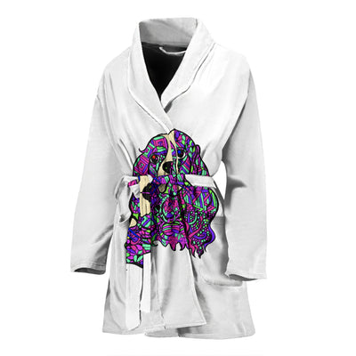 Cavalier King Charles Spaniel White Design Bathrobes for Women - Art by Cindy Sang - JillnJacks Exclusive