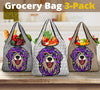Golden Retriever Design 3 Pack Grocery Bags - Arts by Cindy Sang - JillnJacks Exclusive