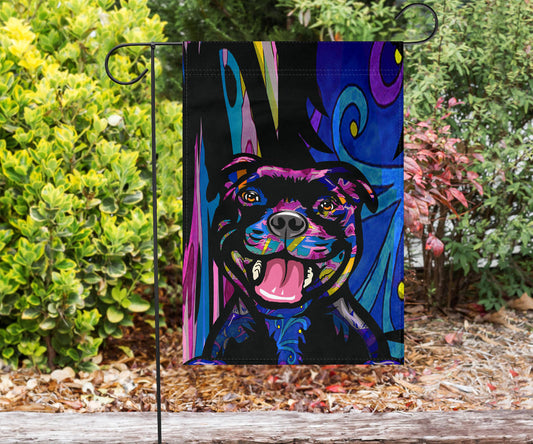 Staffordshire Bull Terrier (Staffie) Design #2 Garden and House Flags - Art by Cindy Sang - 2023 Collection