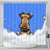 Airedale Terrier Design Shower Curtains with Blue Back - 2022 Collection