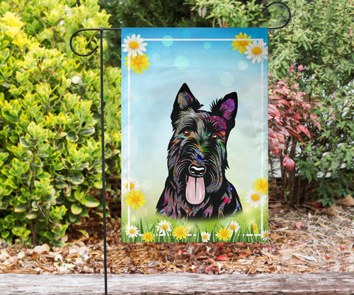 Scottish Terrier Design Spring Garden And House Flags - 2023 Collection by Cindy Sang